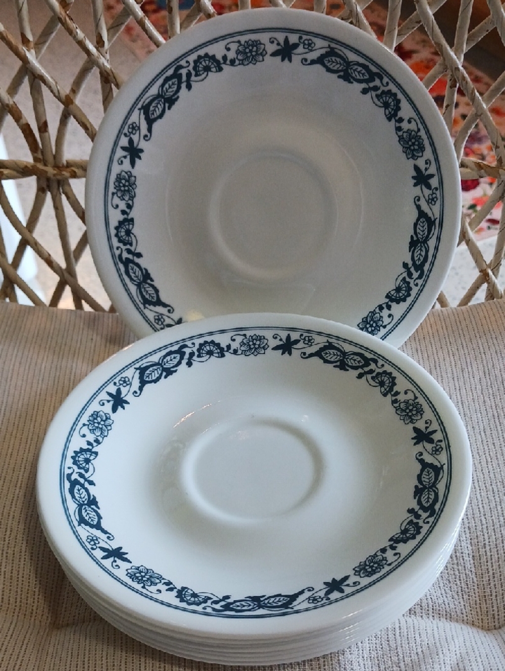Corelle~ "Old Town Blue" saucers -set of 8